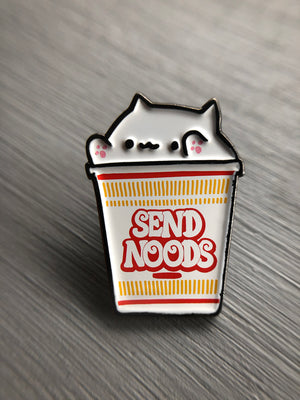 kawaii cat bongo cat noodles ramen enamel pin