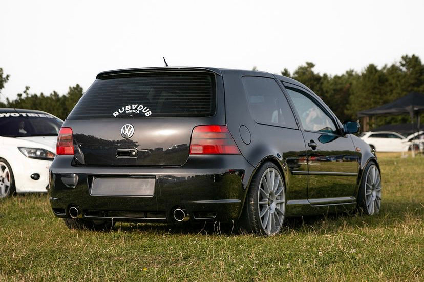 black mk4 r32 golf rear clean track stance euro