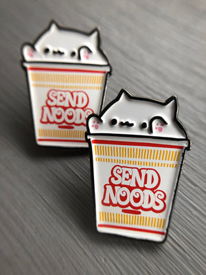 bongo cat enamel pin kawaii send noods cup of noodles